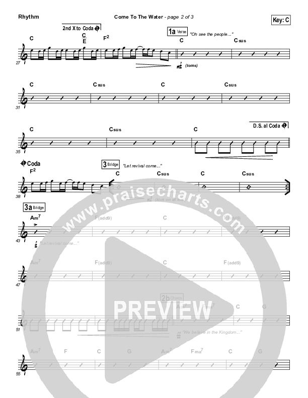 Come To The Water Rhythm Chart (Kristian Stanfill / Passion)
