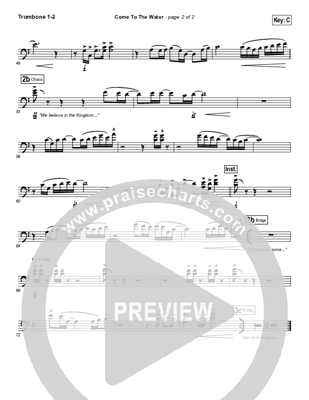 Come To The Water Trombone 1/2 (Kristian Stanfill / Passion)