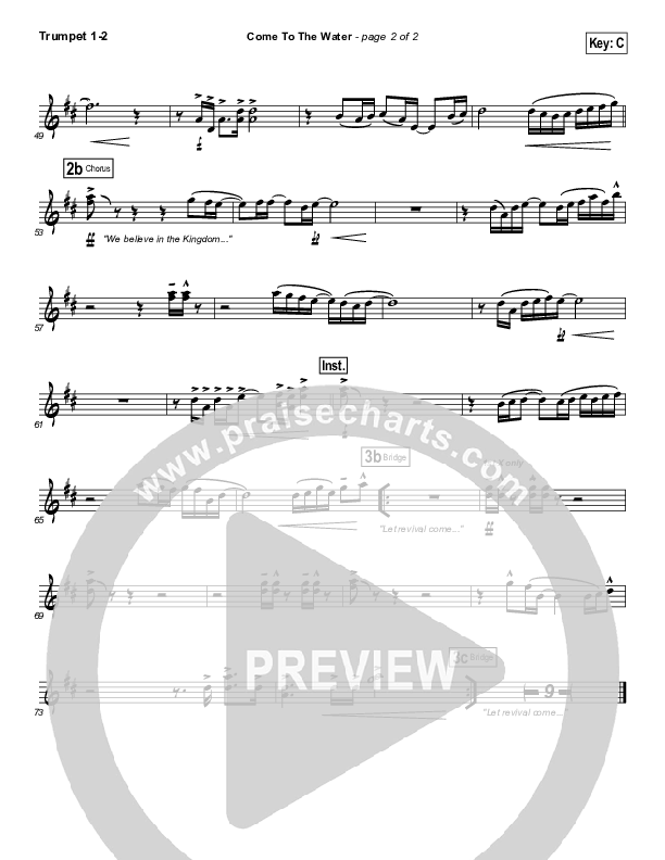 Come To The Water Trumpet 1,2 (Kristian Stanfill / Passion)