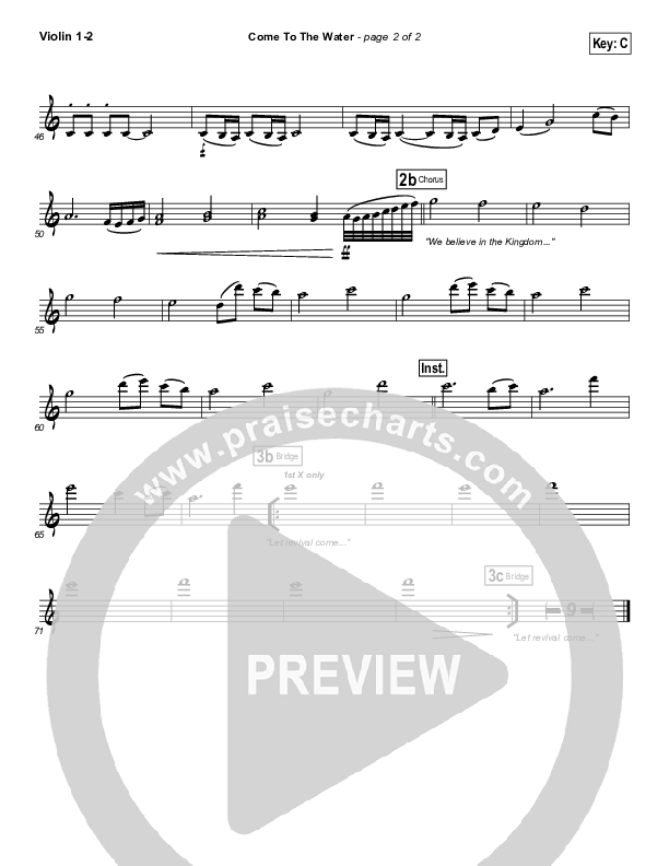 Come To The Water Violin 1/2 (Kristian Stanfill / Passion)