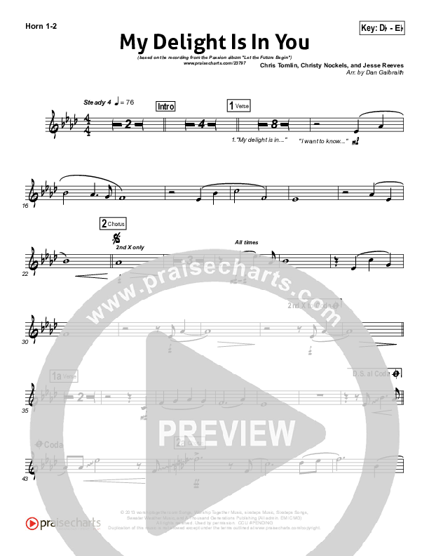 My Delight Is In You Brass Pack (Christy Nockels / Passion)