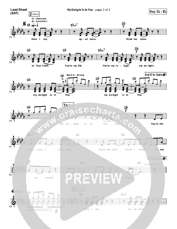 My Delight Is In You Lead Sheet (SAT) (Christy Nockels / Passion)