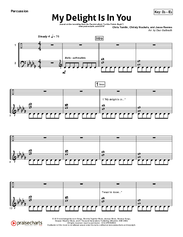 My Delight Is In You Percussion (Christy Nockels / Passion)