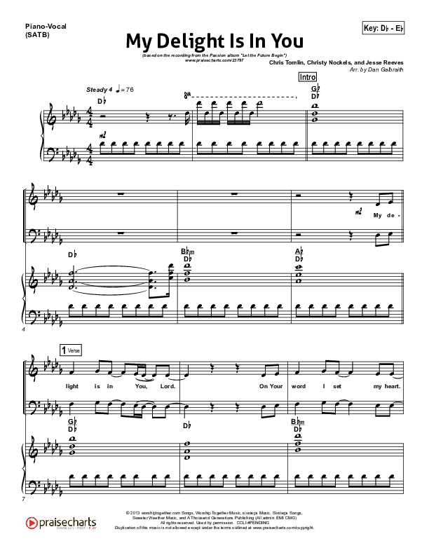My Delight Is In You Piano/Vocal (SATB) (Christy Nockels / Passion)