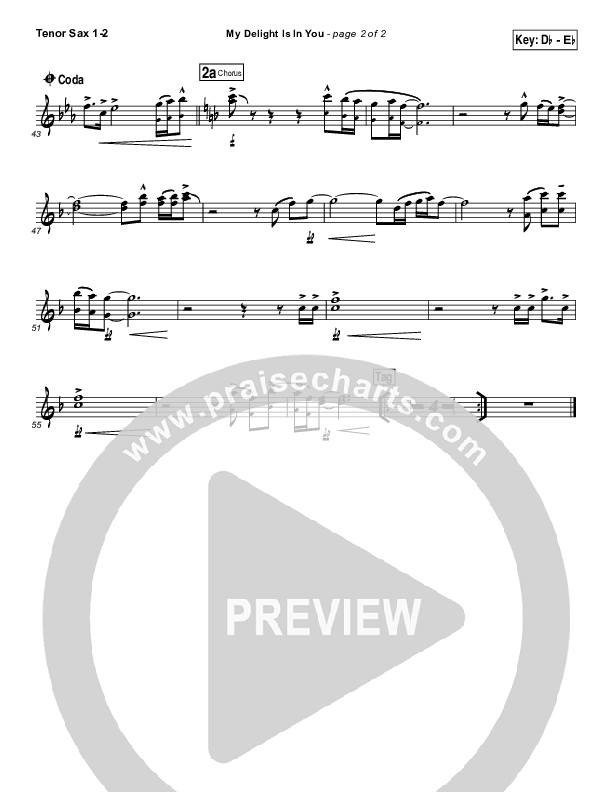 My Delight Is In You Tenor Sax 1/2 (Christy Nockels / Passion)