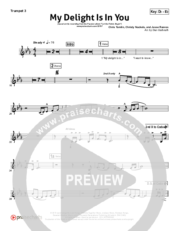My Delight Is In You Trumpet 3 (Christy Nockels / Passion)