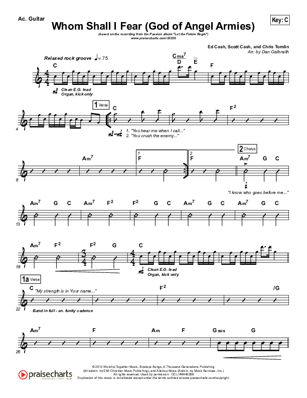 Whom Shall I Fear (God Of Angel Armies) Acoustic Guitar (Chris Tomlin / Passion)