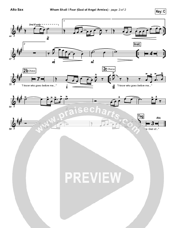 Whom Shall I Fear (God Of Angel Armies) Alto Sax (Chris Tomlin / Passion)