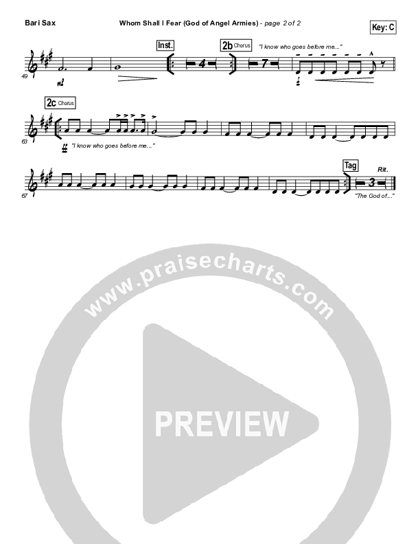 Whom Shall I Fear (God Of Angel Armies) Bari Sax (Chris Tomlin / Passion)