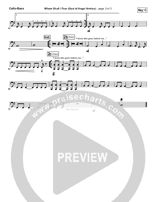 Whom Shall I Fear (God Of Angel Armies) Cello/Bass (Chris Tomlin / Passion)