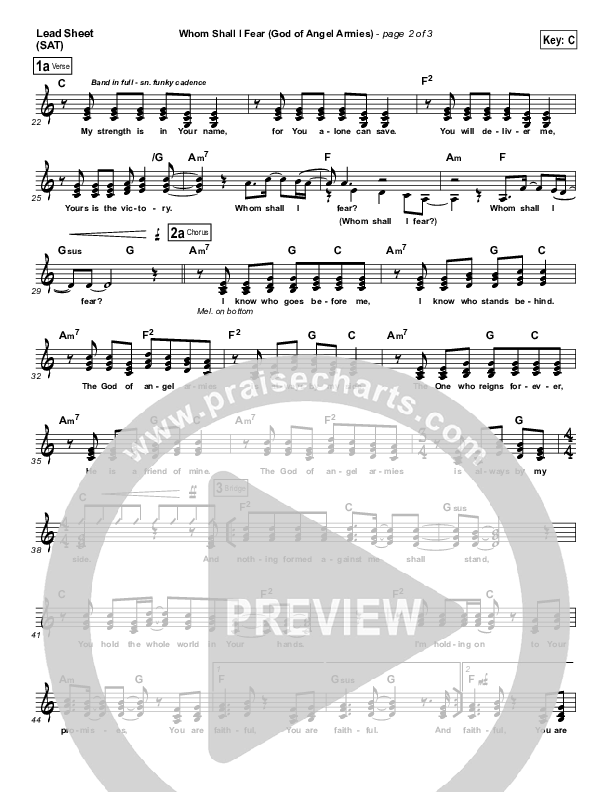 Whom Shall I Fear (God Of Angel Armies) Lead Sheet (SAT) (Chris Tomlin / Passion)