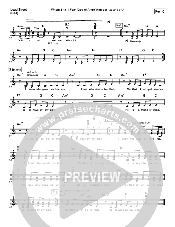 Whom Shall I Fear (God Of Angel Armies) Lead Sheet (SAT) (Chris Tomlin / Passion)