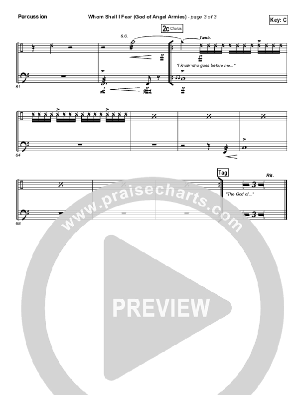 Whom Shall I Fear (God Of Angel Armies) Percussion (Chris Tomlin / Passion)