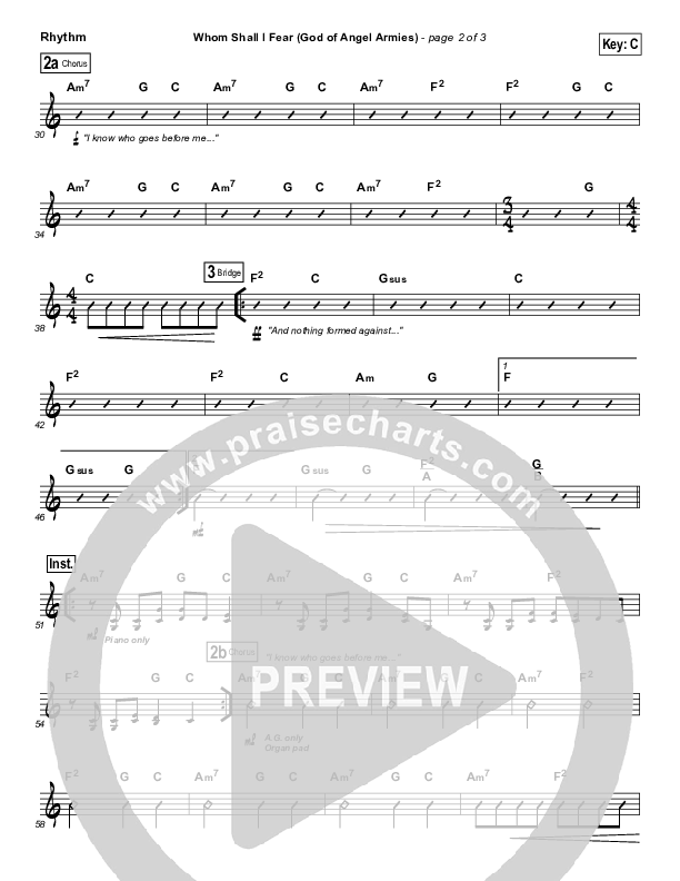 Whom Shall I Fear (God Of Angel Armies) Rhythm Chart (Chris Tomlin / Passion)