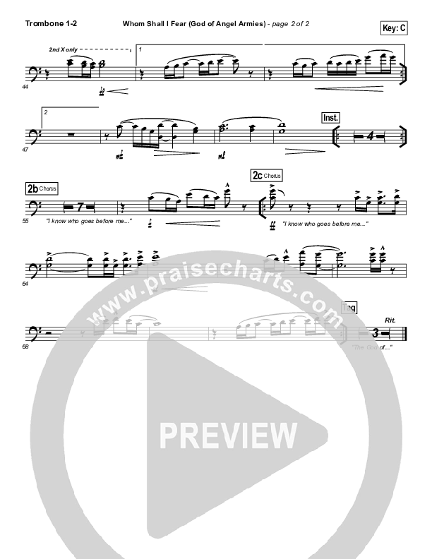 Whom Shall I Fear (God Of Angel Armies) Trombone 1/2 (Chris Tomlin / Passion)