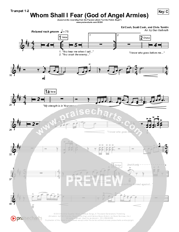Whom Shall I Fear (God Of Angel Armies) Trumpet 1,2 (Chris Tomlin / Passion)