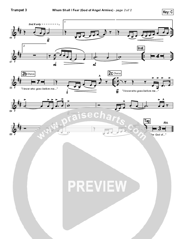 Whom Shall I Fear (God Of Angel Armies) Trumpet 3 (Chris Tomlin / Passion)