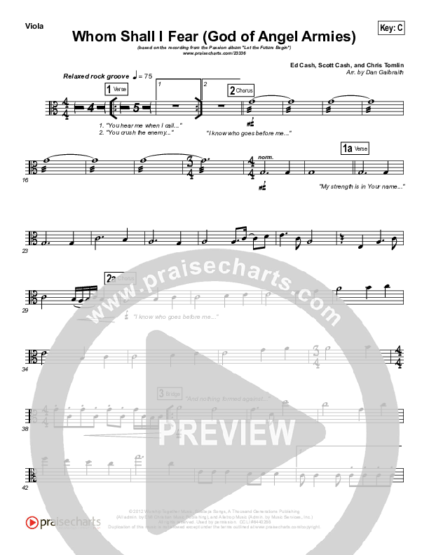 Whom Shall I Fear (God Of Angel Armies) Viola (Chris Tomlin / Passion)