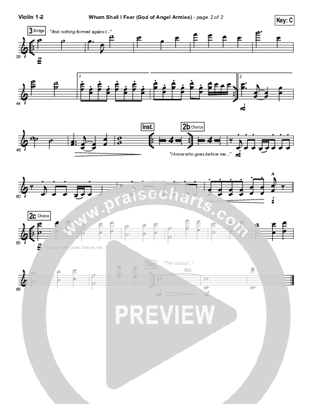 Whom Shall I Fear (God Of Angel Armies) Violin 1/2 (Chris Tomlin / Passion)
