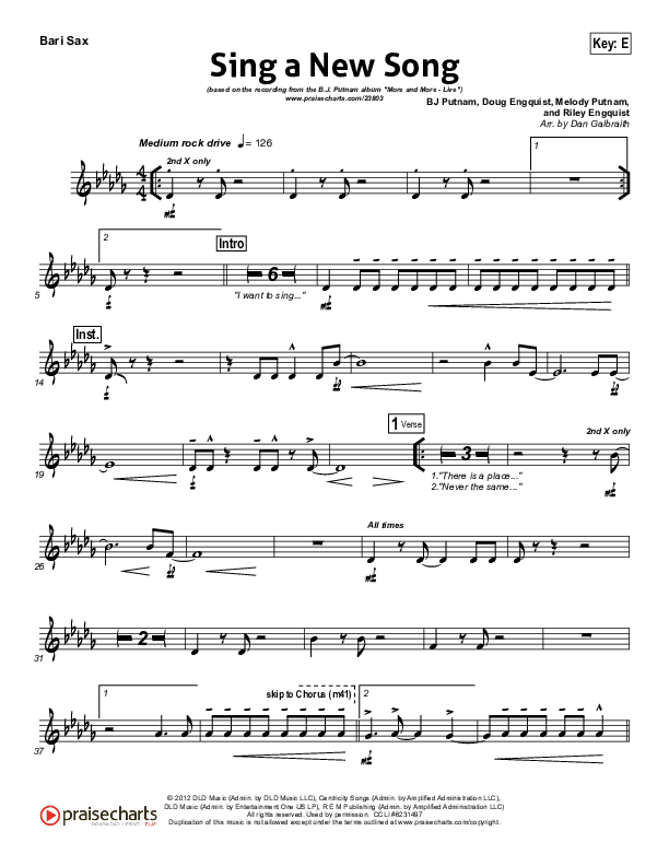 Sing A New Song Bari Sax (BJ Putnam)