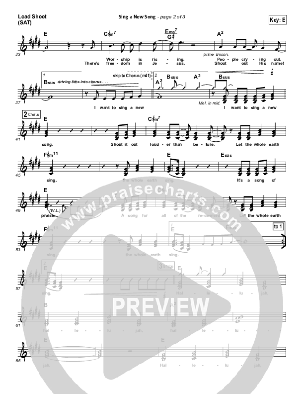 Sing A New Song Lead Sheet (SAT) (BJ Putnam)