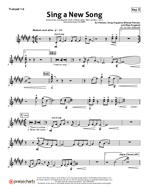 Sing A New Song Trumpet 1,2 (BJ Putnam)