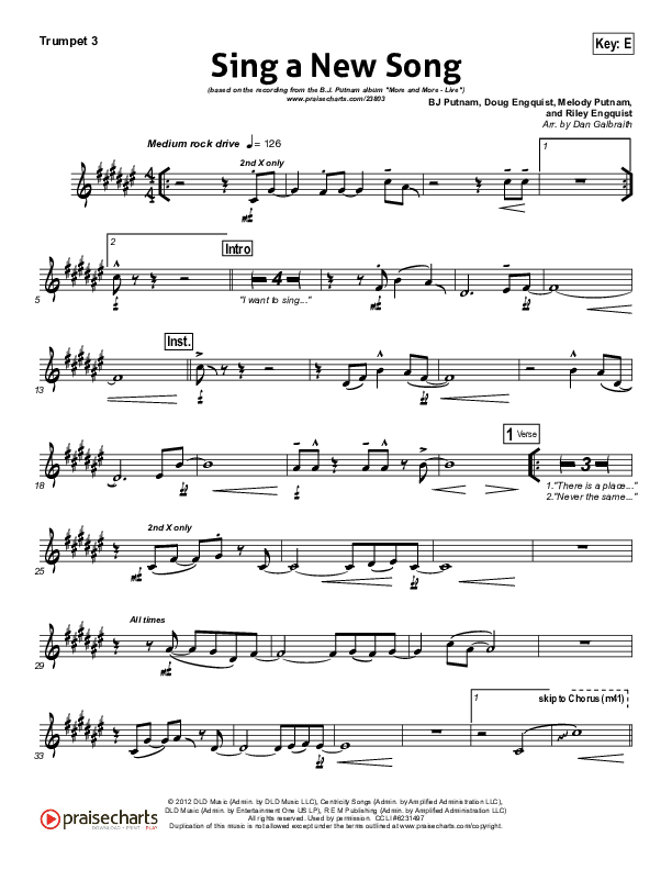 Sing A New Song Trumpet 3 (BJ Putnam)