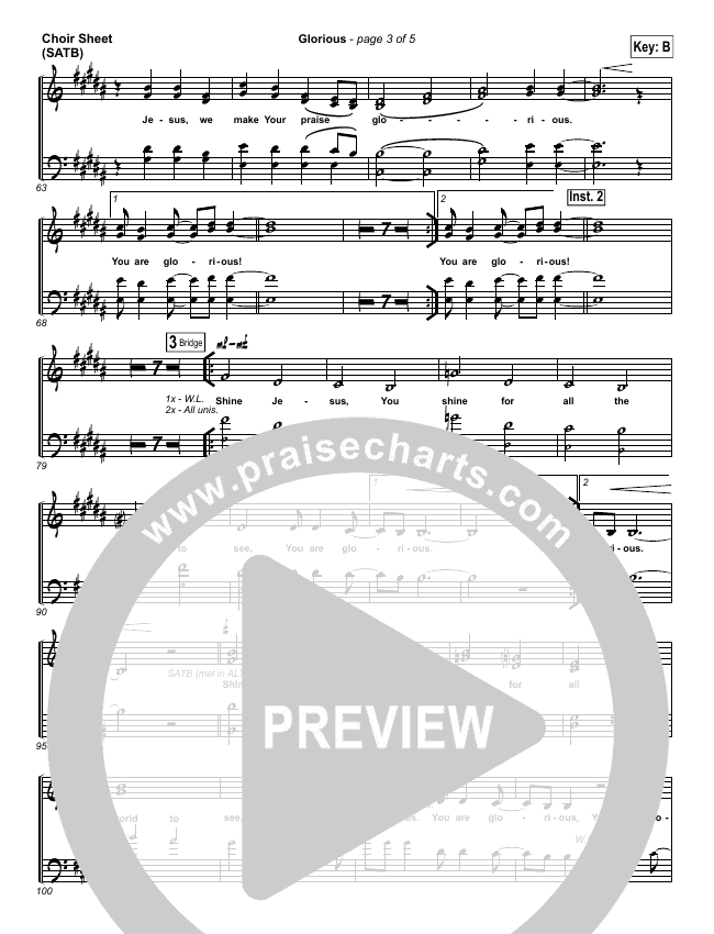 Glorious Sheet Music PDF (BJ Putnam) - PraiseCharts