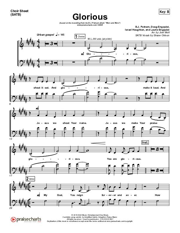 Glorious Choir Vocals (SATB) (BJ Putnam)