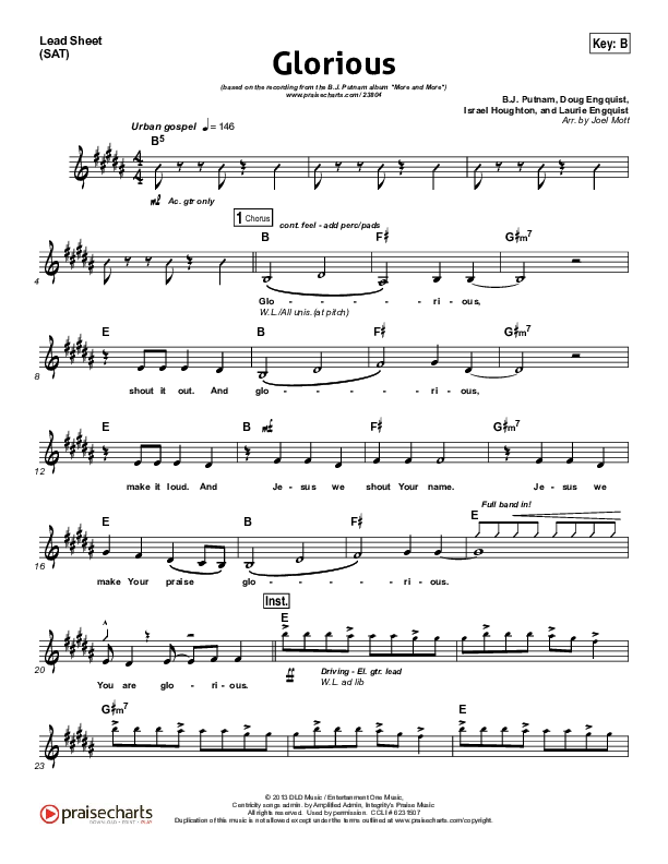 Glorious Lead Sheet (SAT) (BJ Putnam)