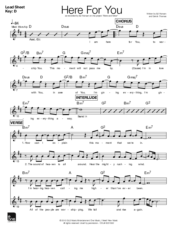 Here For You Lead Sheet (BJ Putnam)