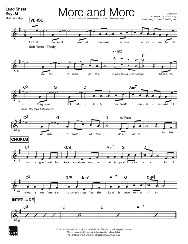 More And More Lead Sheet (BJ Putnam)