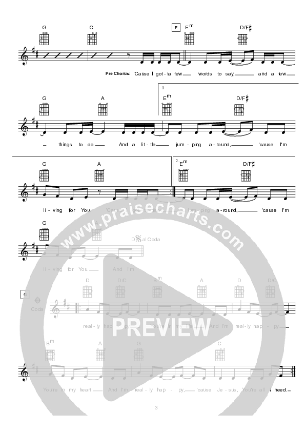 I'm Really Happy Lead Sheet (Hillsong Kids)