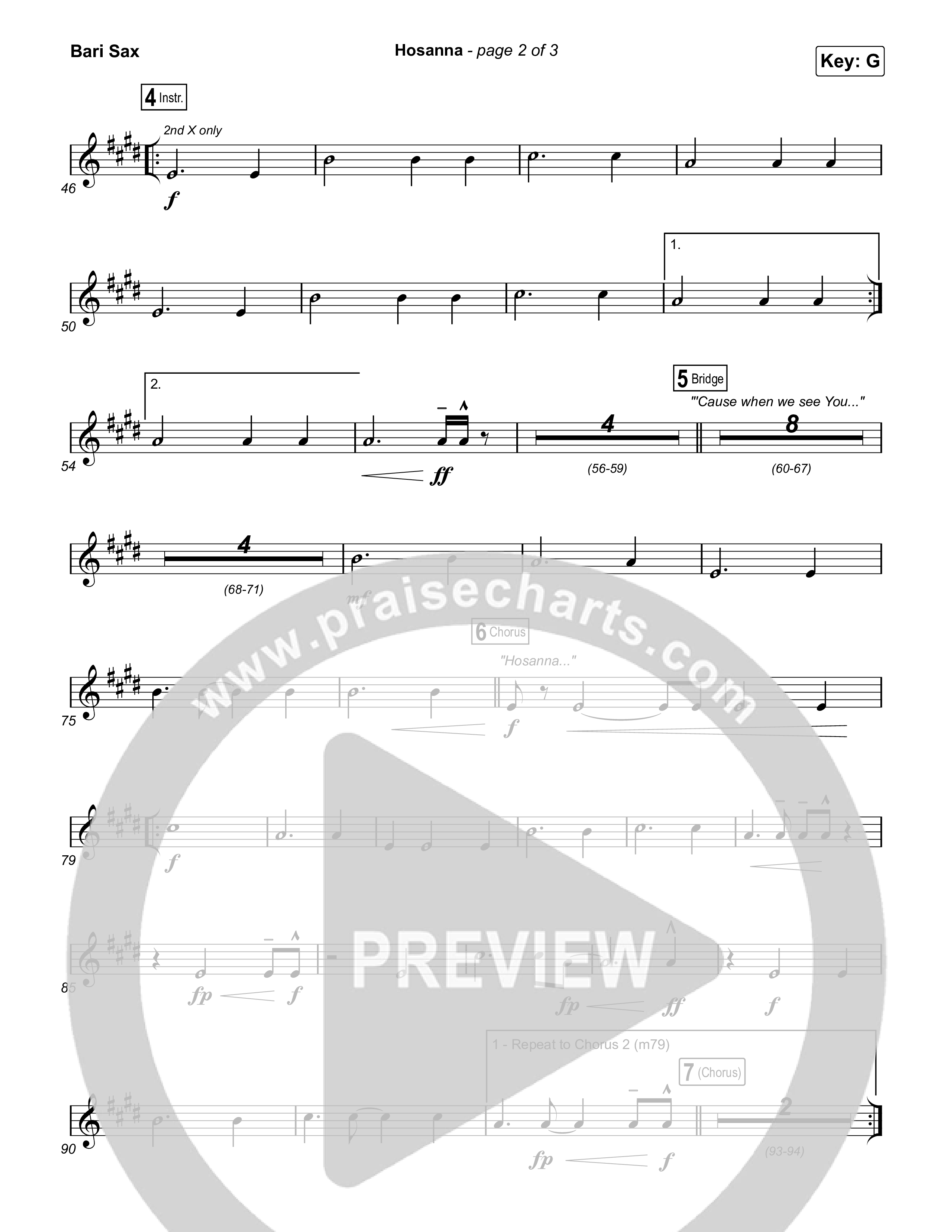 Hosanna (Praise Is Rising) Bari Sax (Paul Baloche)