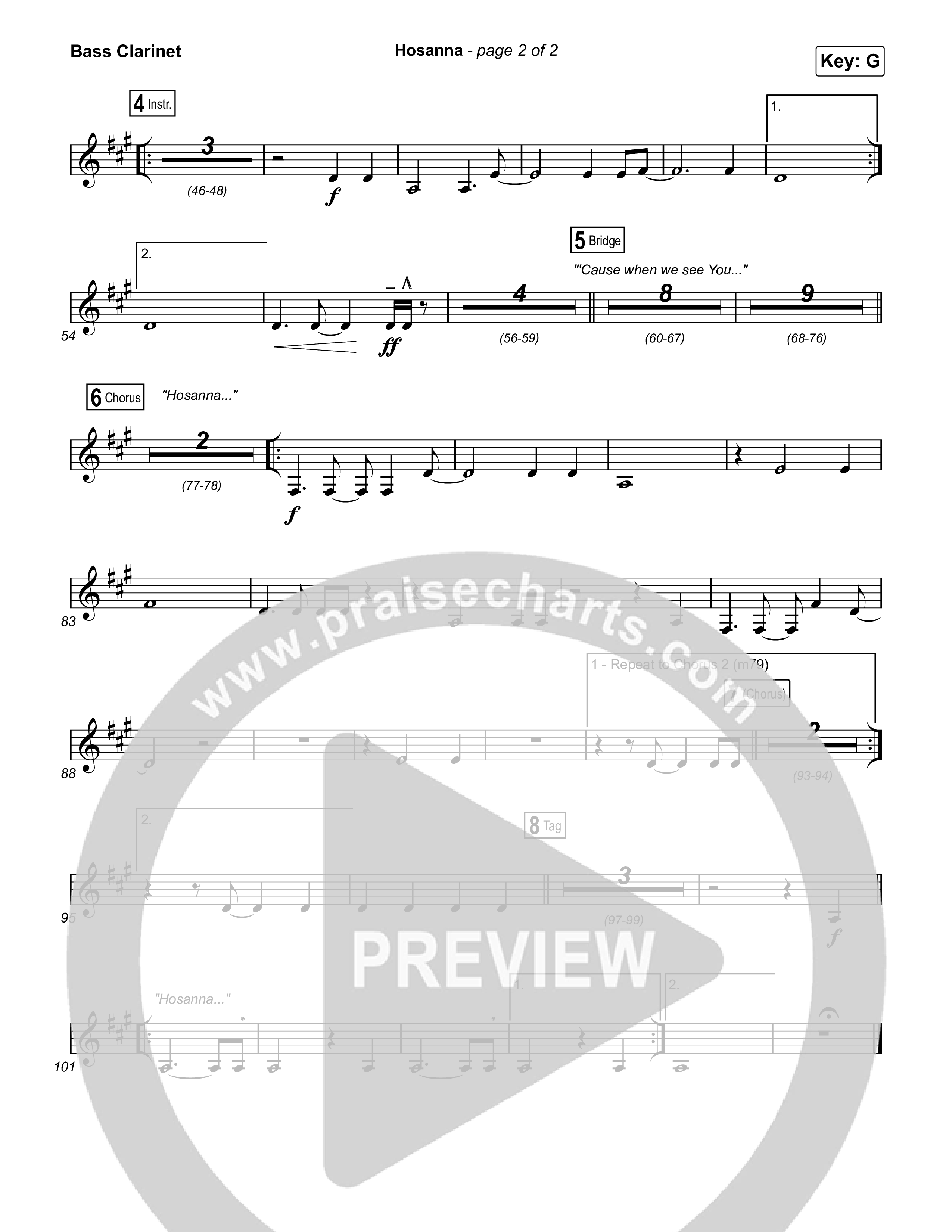 Hosanna (Praise Is Rising) Bass Clarinet (Paul Baloche)