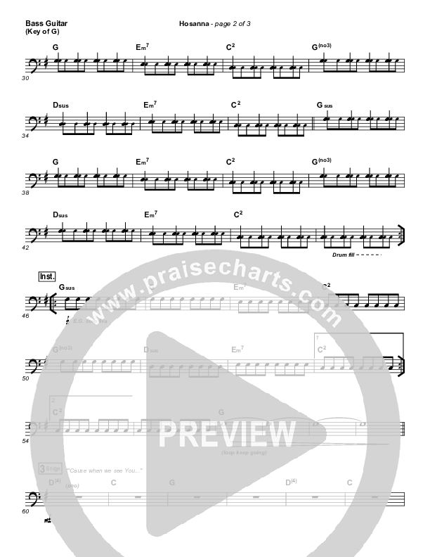 Hosanna (Praise Is Rising) Bass Guitar (Paul Baloche)