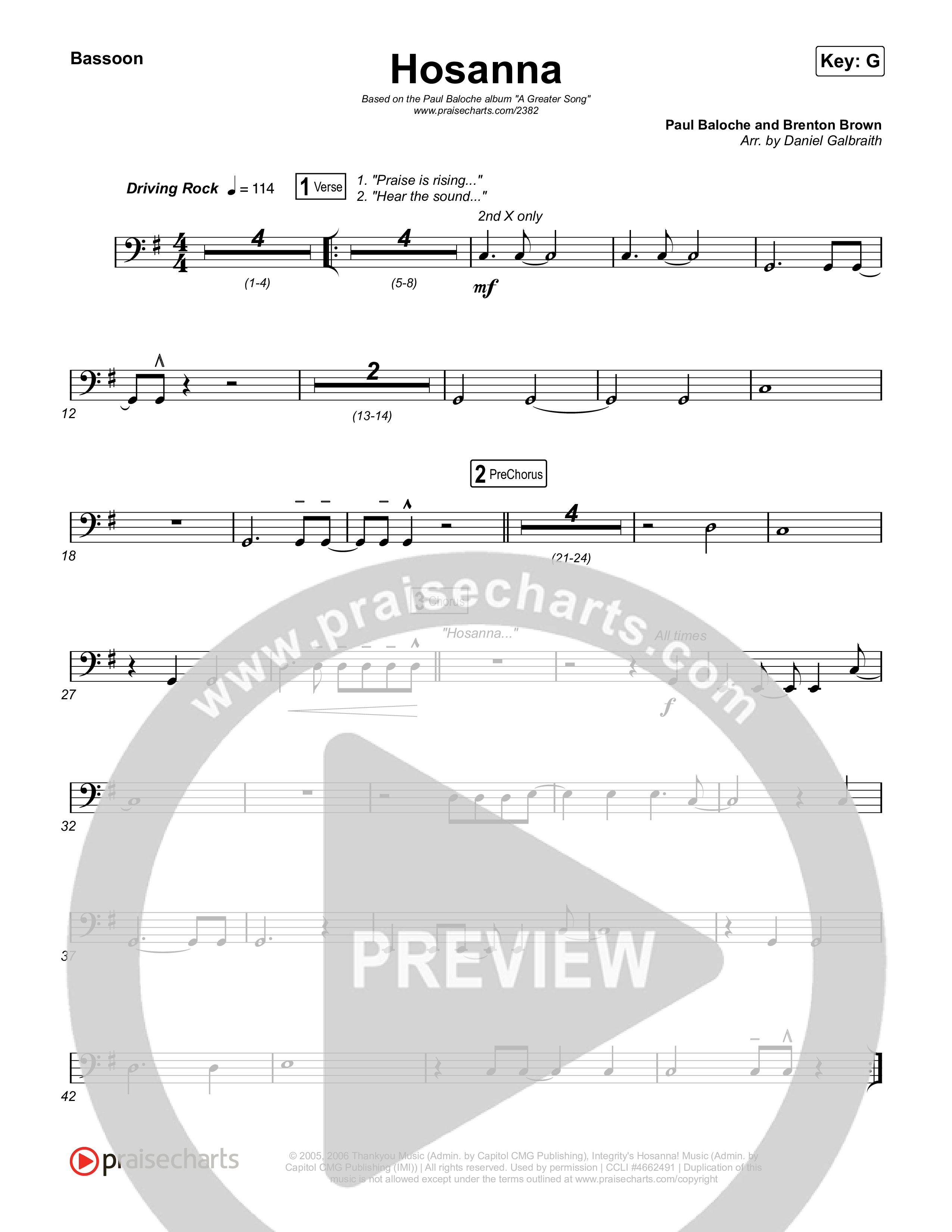 Hosanna (Praise Is Rising) Bassoon (Paul Baloche)