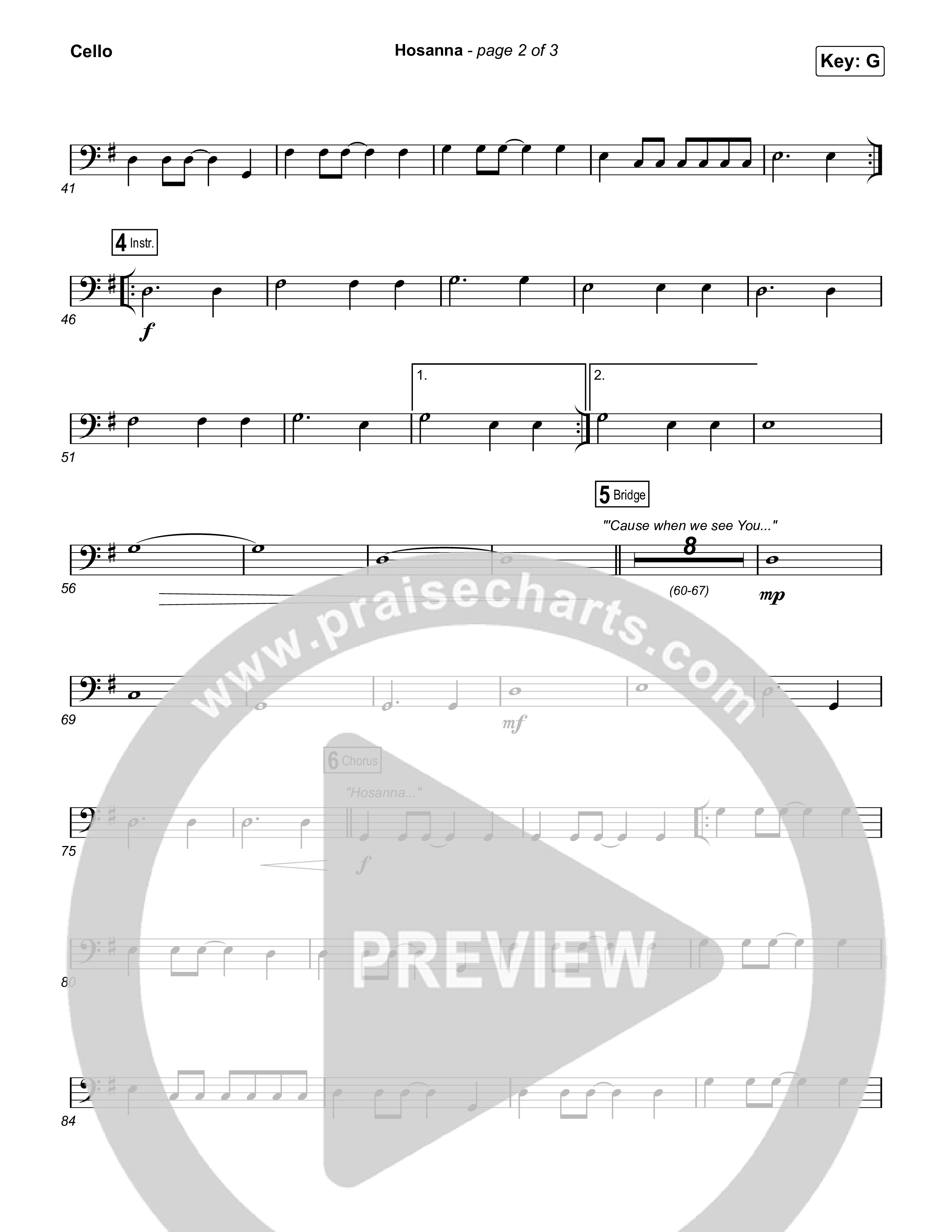 Hosanna (Praise Is Rising) Cello (Paul Baloche)