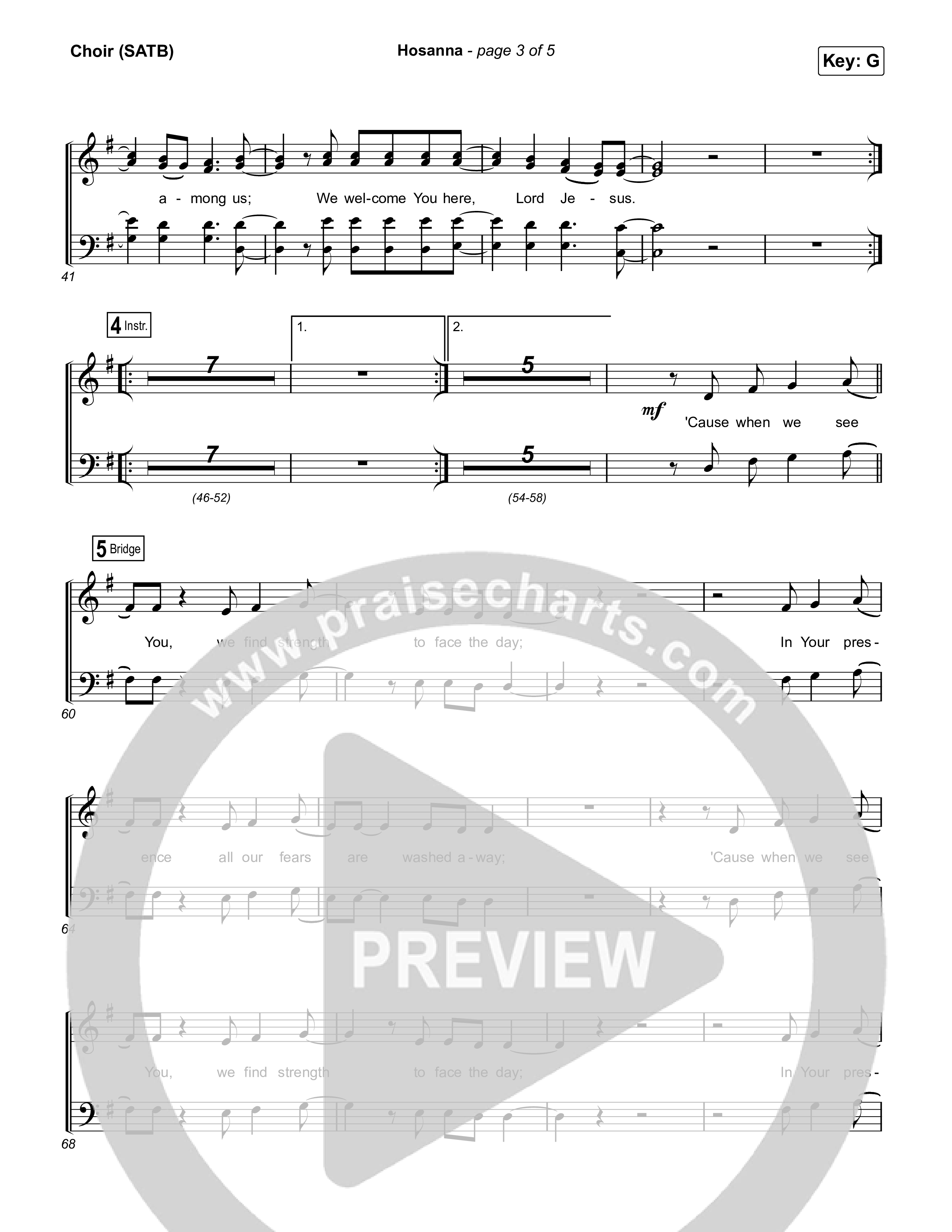 Hosanna (Praise Is Rising) Choir Sheet (SATB) (Paul Baloche)