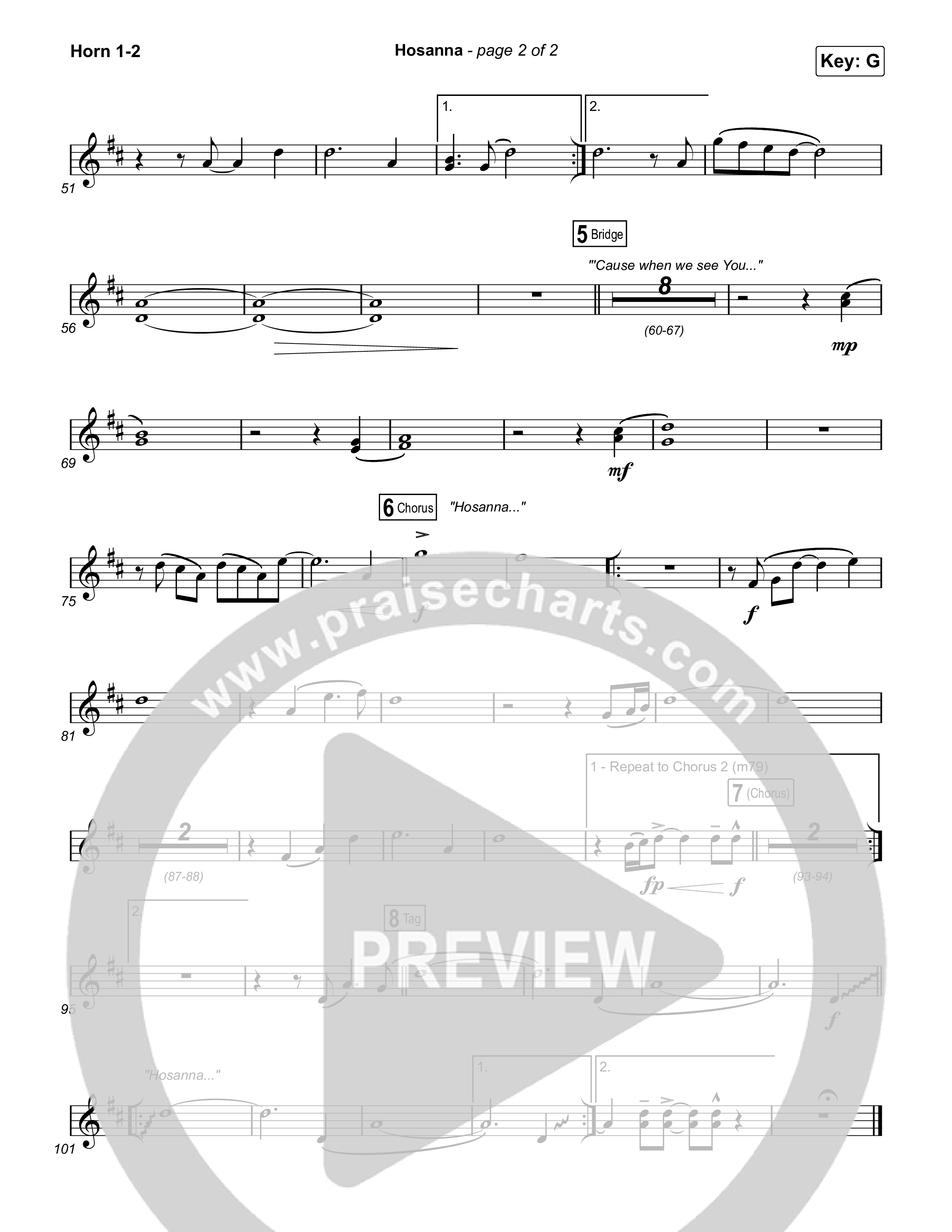 Hosanna (Praise Is Rising) French Horn 1/2 (Paul Baloche)