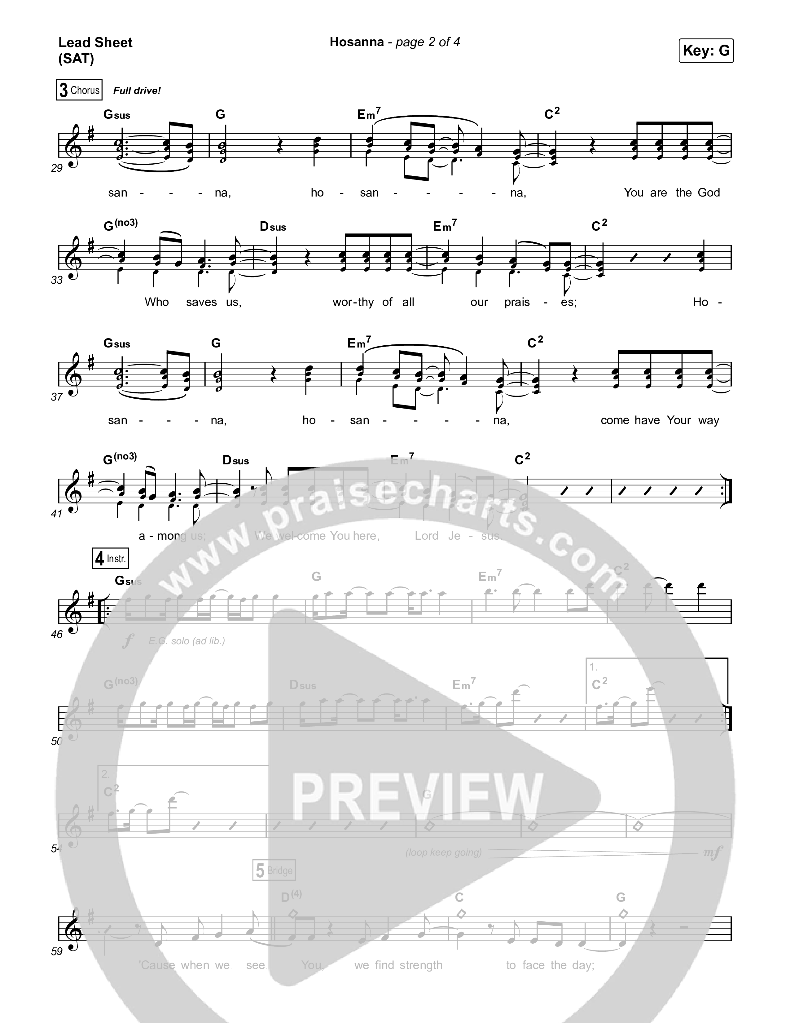 Hosanna (Praise Is Rising) Lead Sheet (SAT) (Paul Baloche)