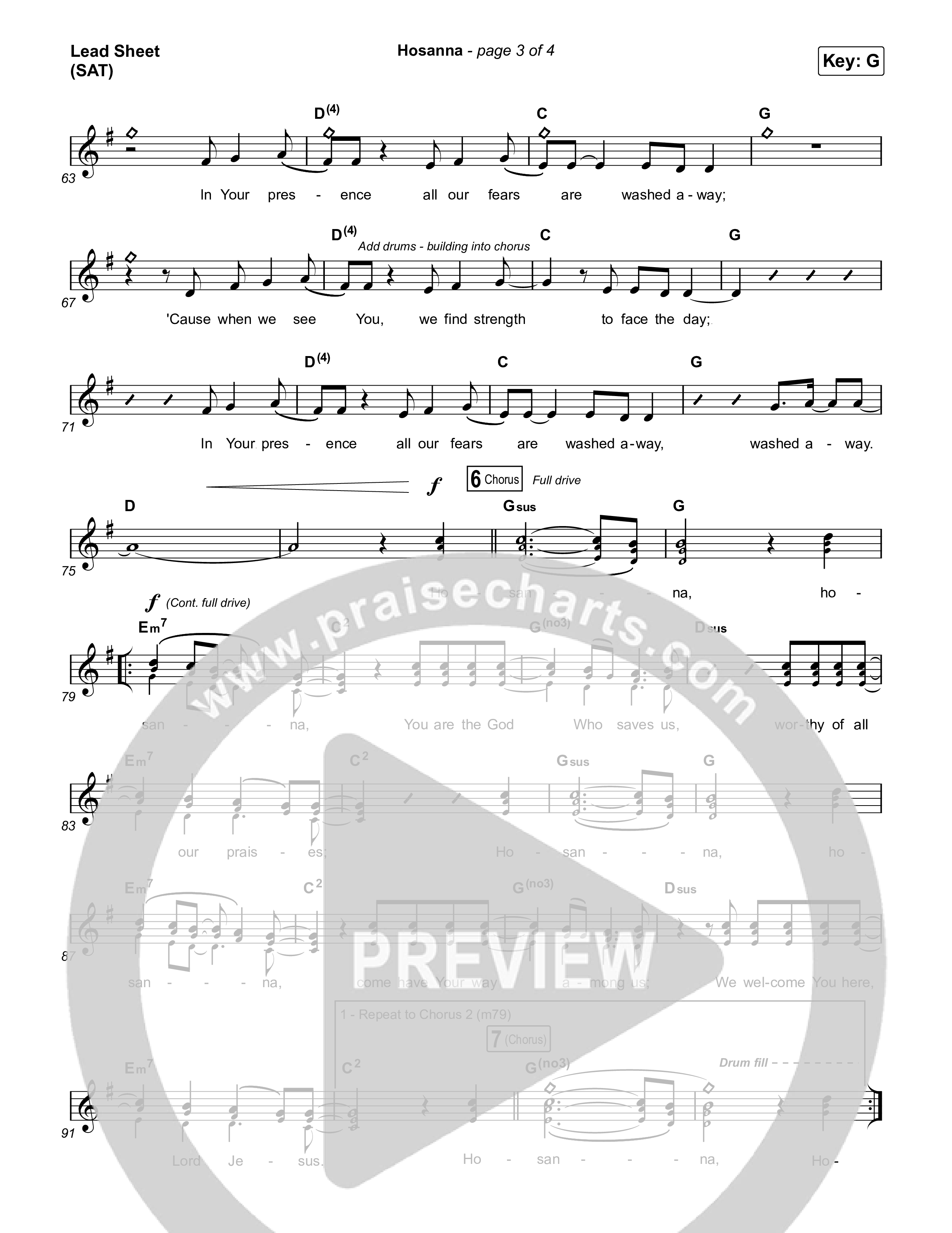 Hosanna (Praise Is Rising) Lead Sheet (SAT) (Paul Baloche)