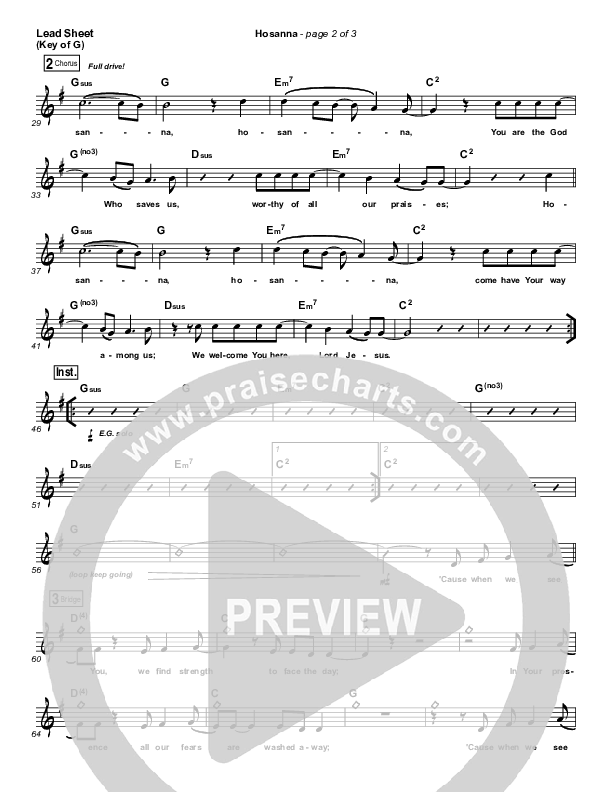 Hosanna (Praise Is Rising) Lead Sheet (Melody) (Paul Baloche)