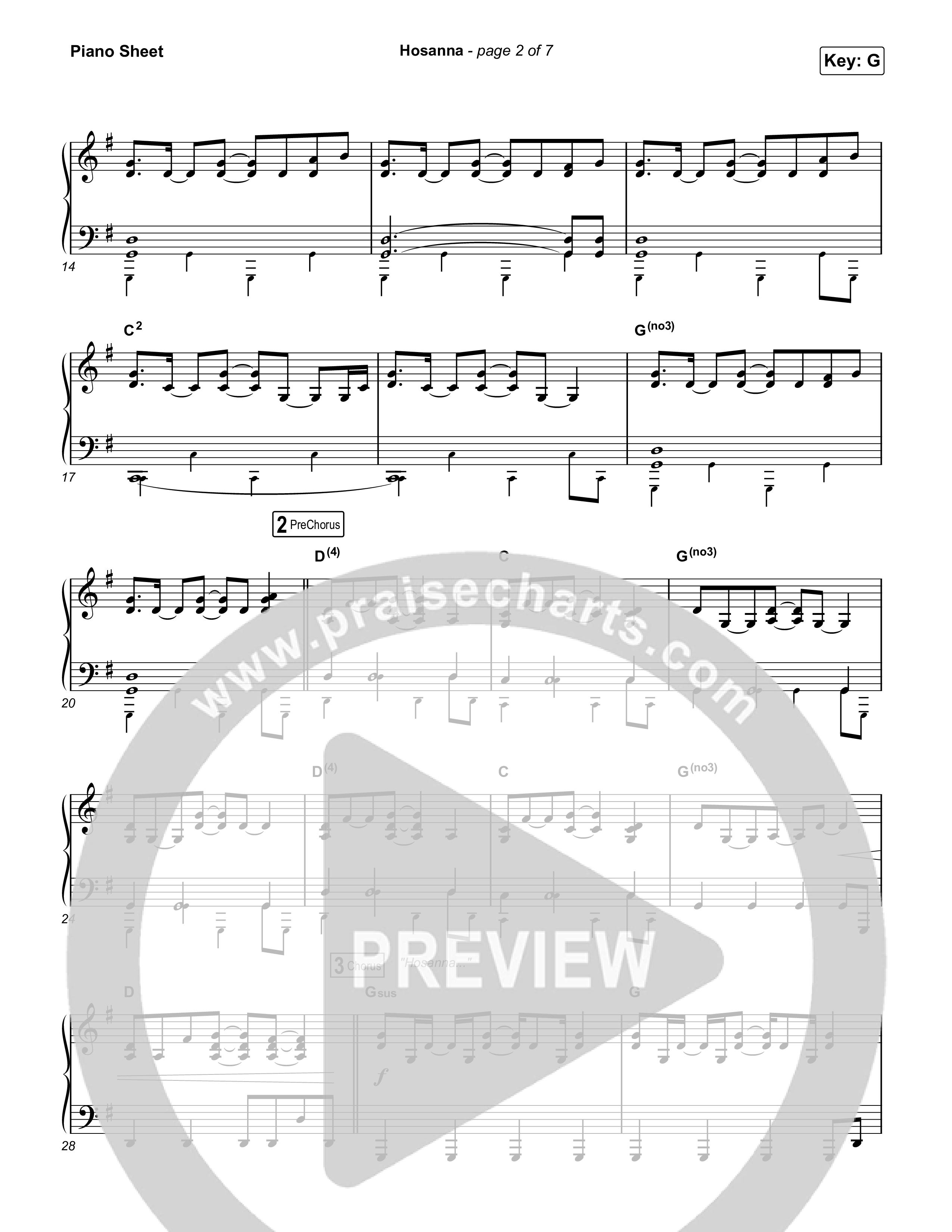 Hosanna (Praise Is Rising) Piano Sheet (Paul Baloche)
