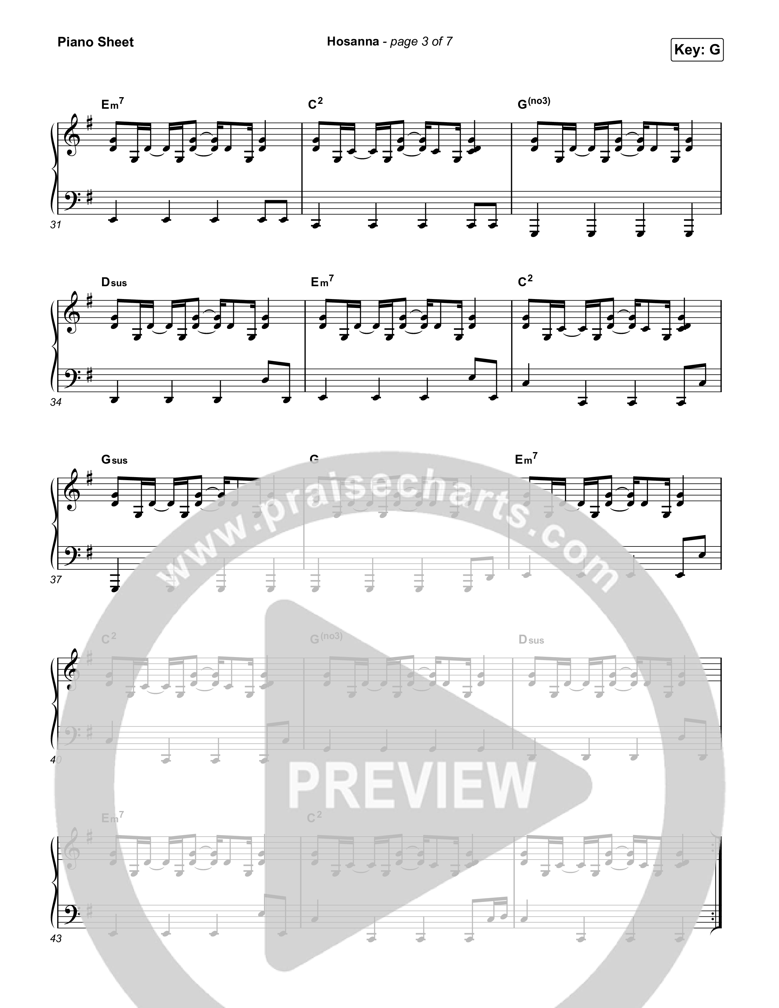 Hosanna (Praise Is Rising) Piano Sheet (Paul Baloche)