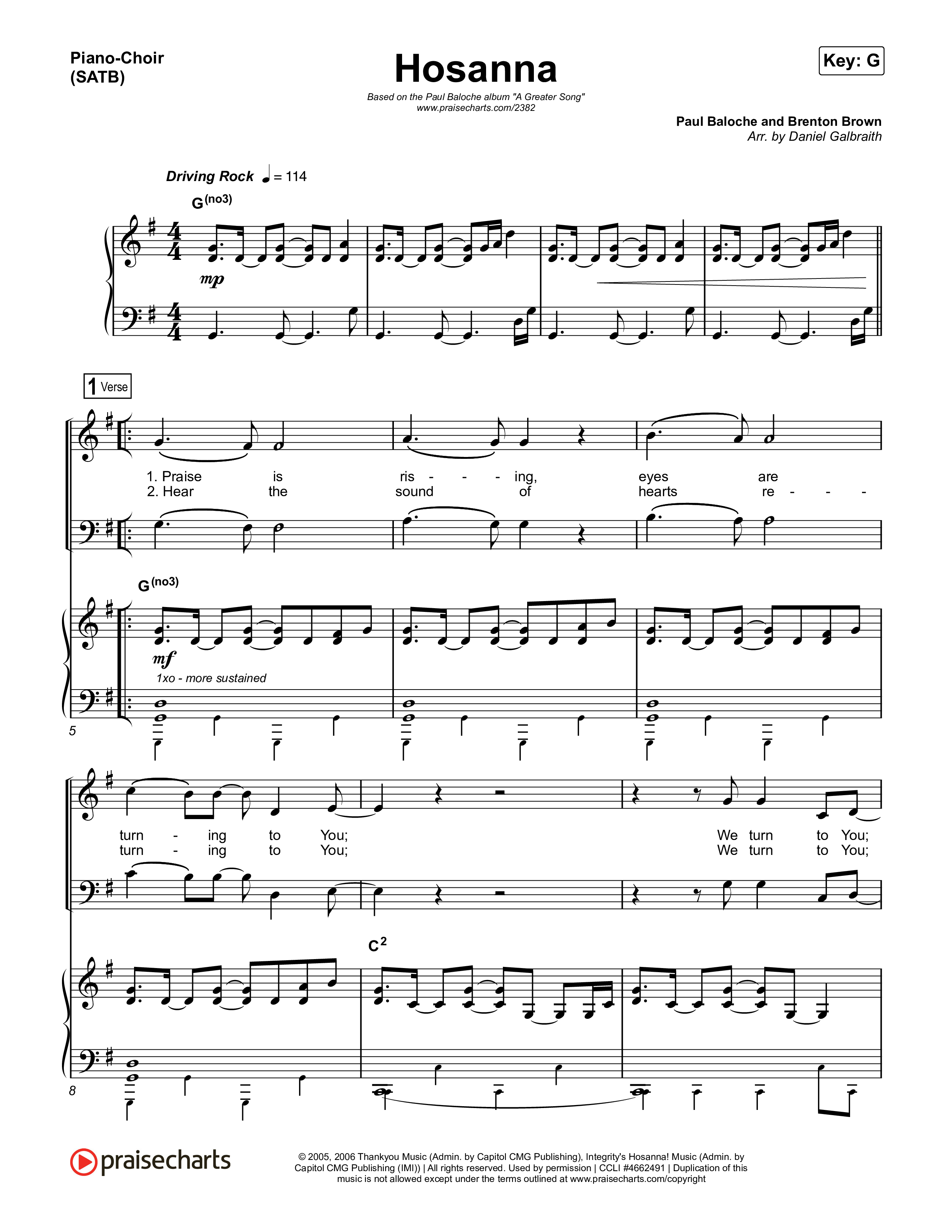 Hosanna (Praise Is Rising) Piano/Vocal & Lead (Paul Baloche)