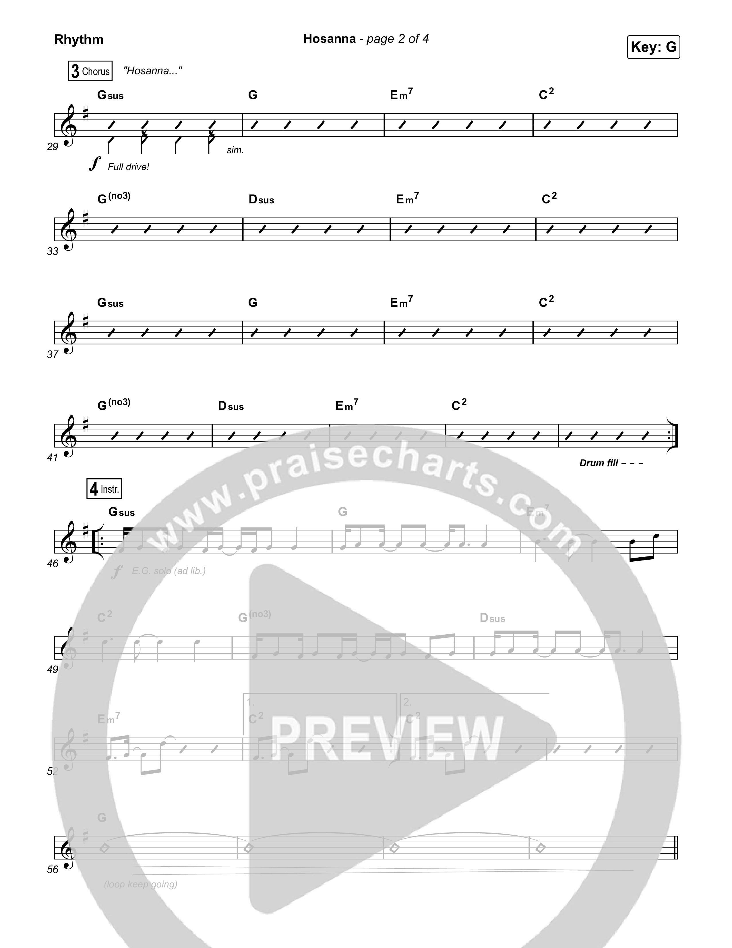 Hosanna (Praise Is Rising) Rhythm Chart (Paul Baloche)
