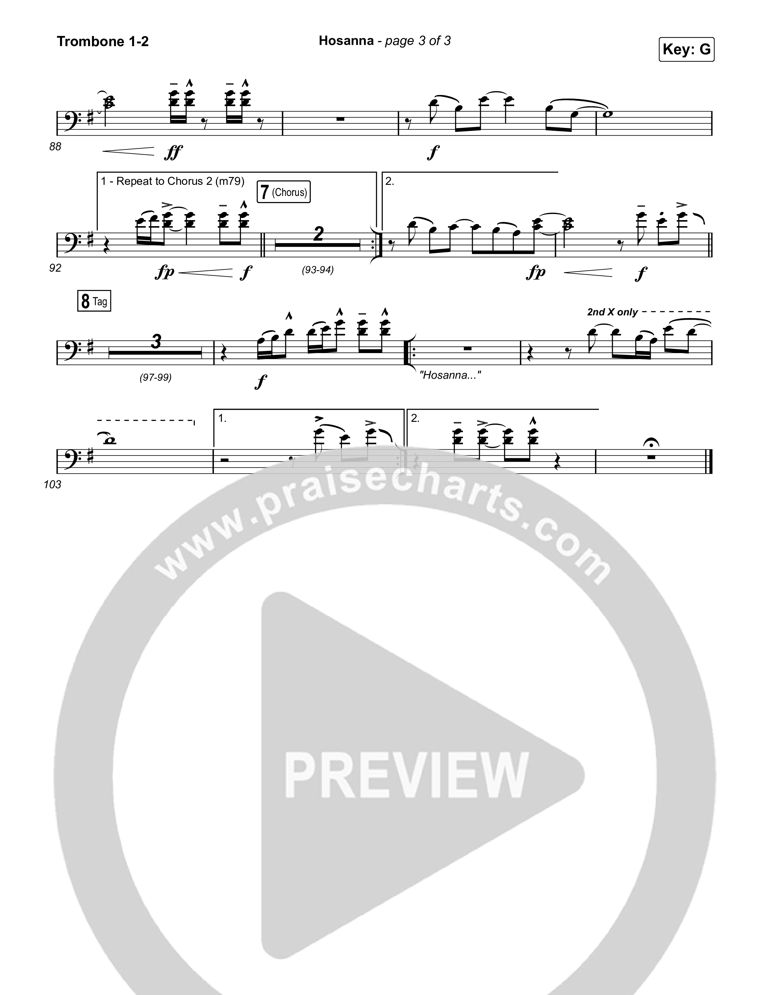 Hosanna (Praise Is Rising) Trombone 1/2 (Paul Baloche)