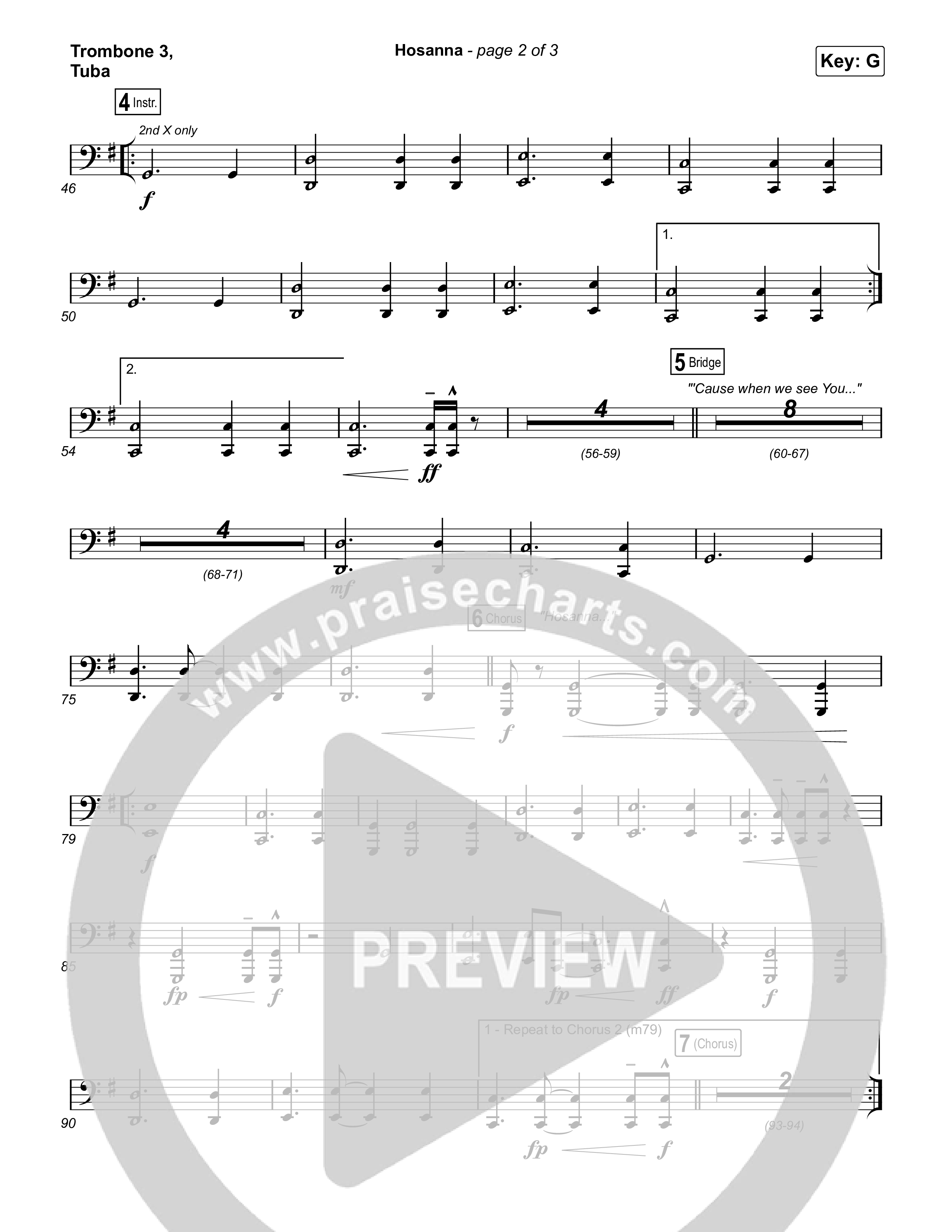 Hosanna (Praise Is Rising) Trombone 3/Tuba (Paul Baloche)