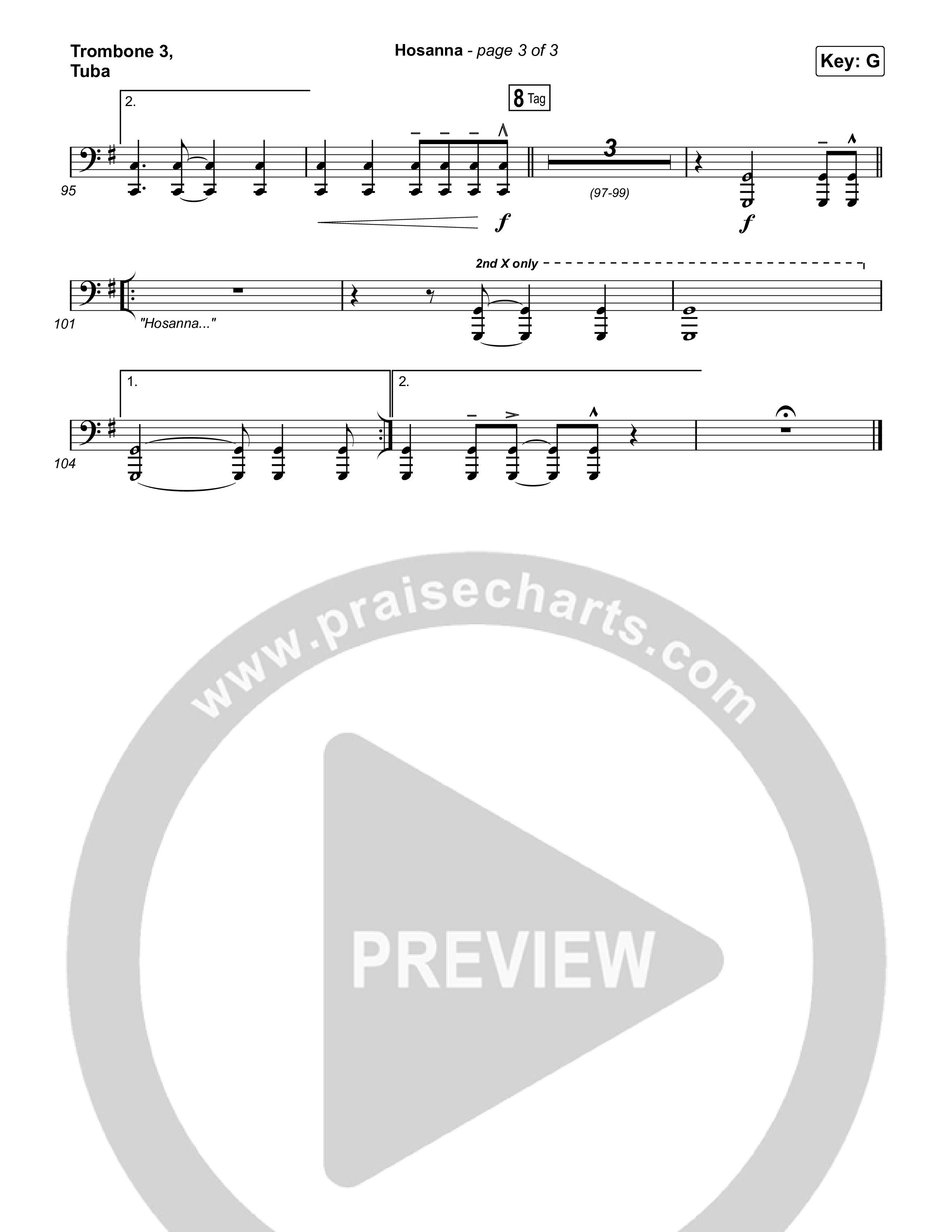 Hosanna (Praise Is Rising) Trombone 3/Tuba (Paul Baloche)